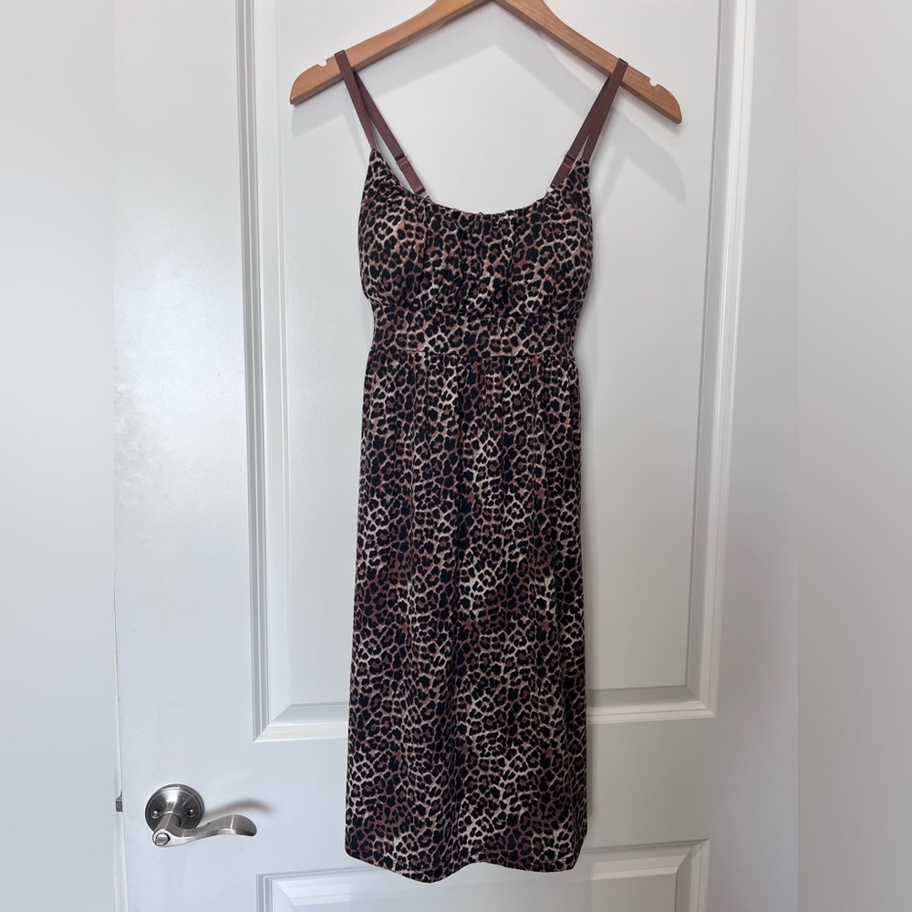 Leopard Print Brown Slip Dress
